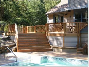Backyard deck near pool